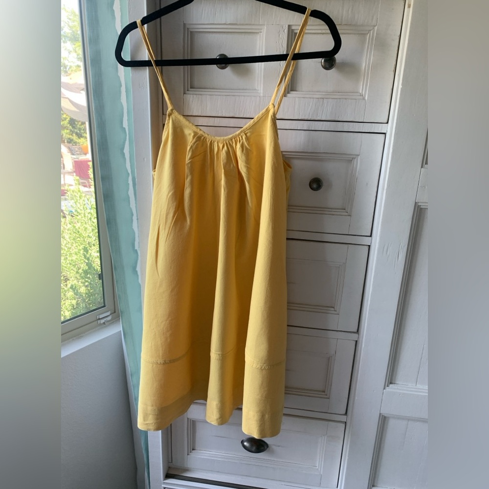 Yellow linen Strap Dress M
